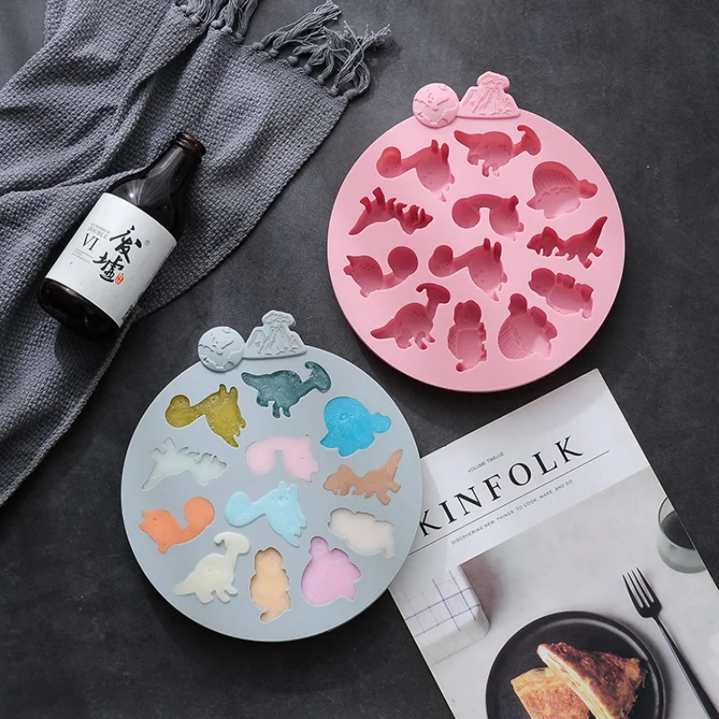 

12 Styles Dinosaur Silicone Mold DIY Baby Food Chocolate Cookie Mould Cake Baking Jelly Ice Cube Tray Kitchen Baking Mold