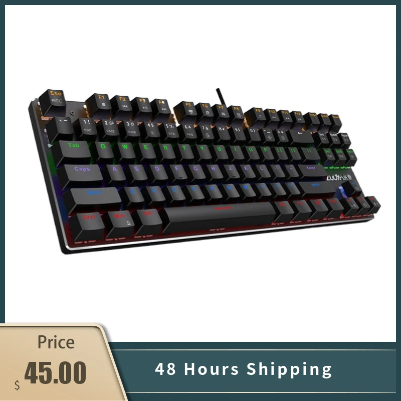 

2022 87 Keys RGB Backlit Gaming Mechanical Keyboard Blue Red Black Switch Rainbow Backlight USB Wired Russian English PC Gamer