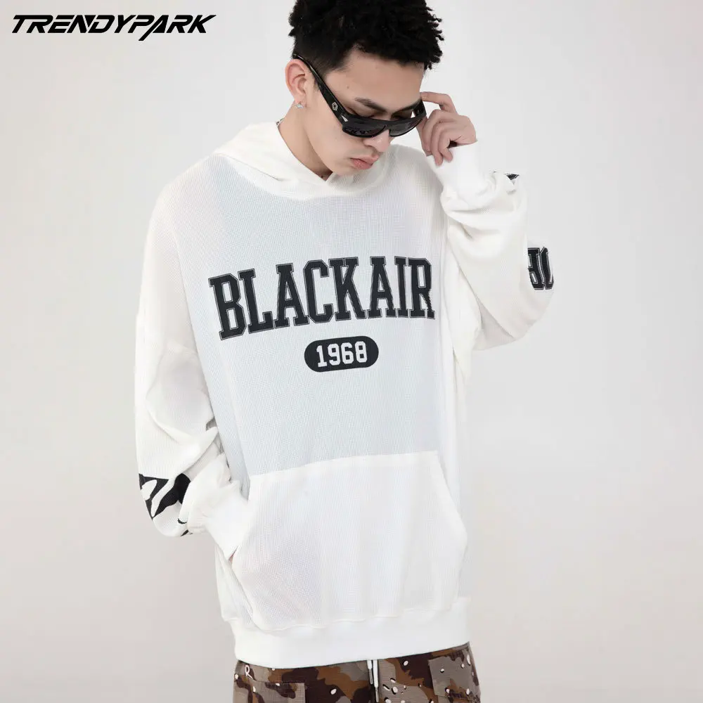 

Hoodie Men 2022 Soft Polyester Walf Checks Hooded Sweatshirts Streetwear Harajuku Letters Print Oversized Hoodies Men's Clothing