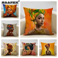 african lady oil painting pillow case black women home sofa art decoration cushion cover linen throw pillowcase