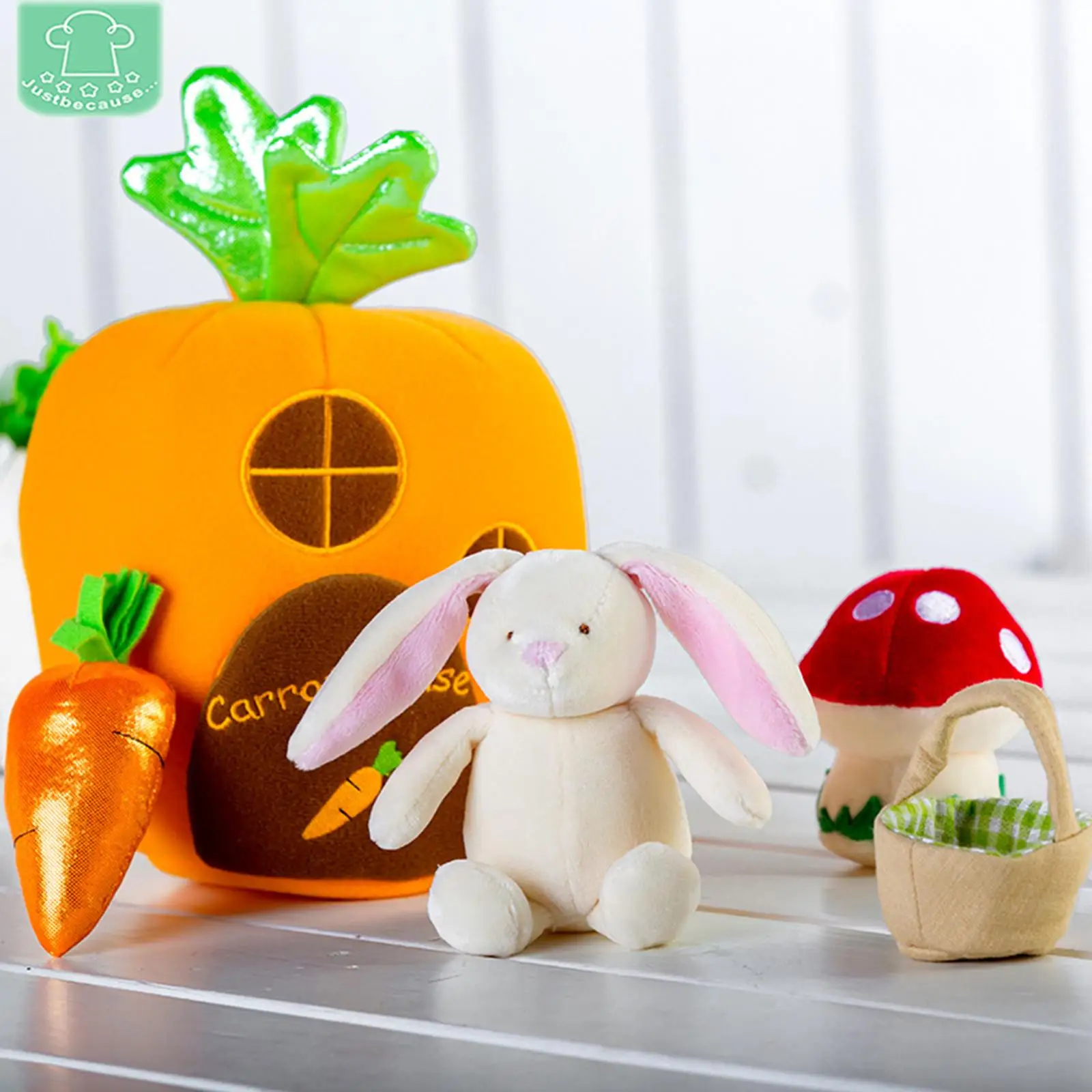 

Carrot Bunny Plush Toy Soft Cuddly Carrots Cottage Playset for Girls Boys