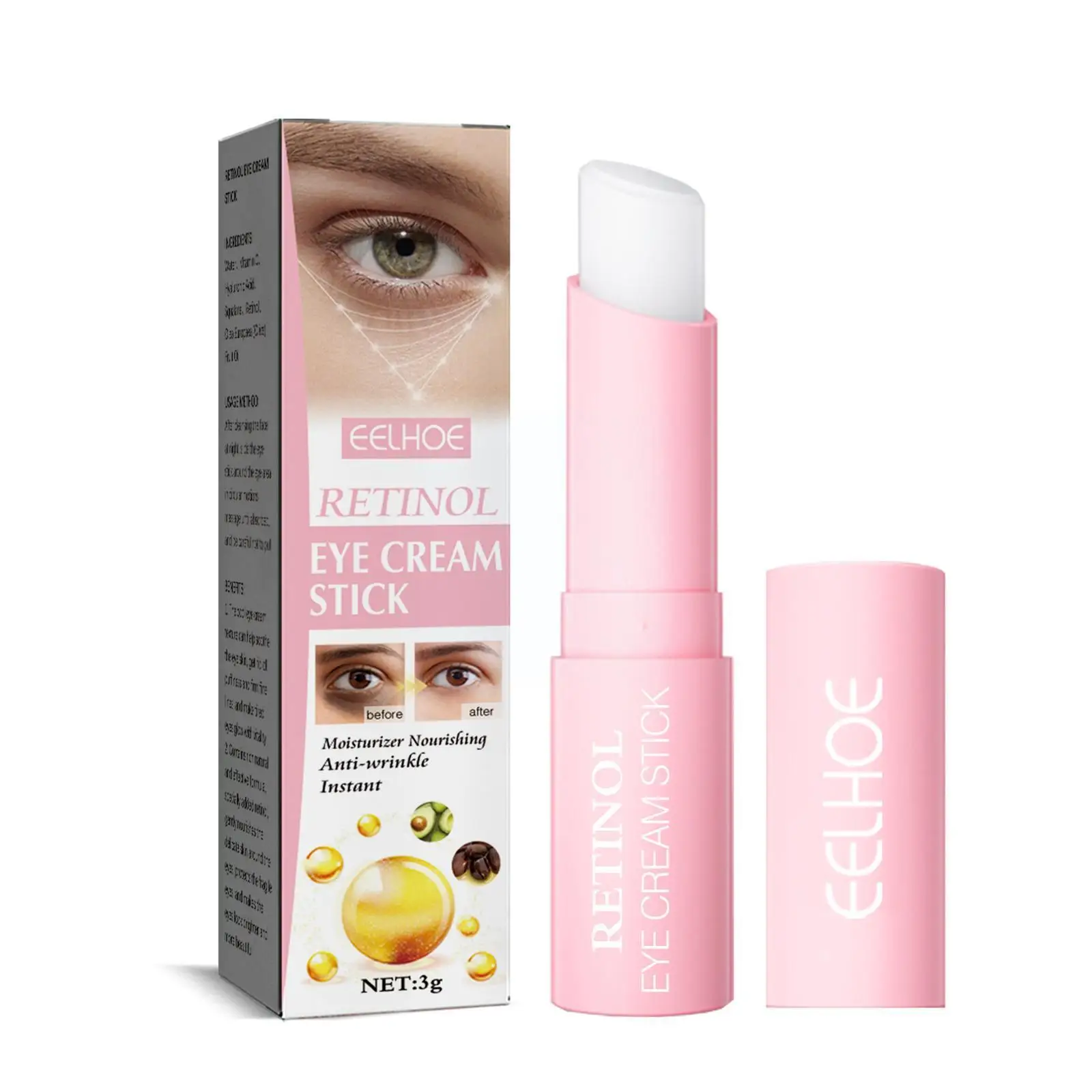 

3g Retinol Eye Cream For Face Lifting Moisturizing Balm Stick Anti-Wrinkle Anti-Puffiness Remove Dark Circles Eye Bags Care J8J6