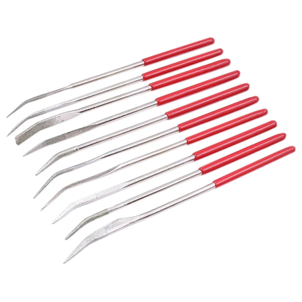 

10pcs Diamond Files Special Shaped Grinding Files Non-Slip Handle Carving Tool 3*140mm For Steel Ceramics Glass DIY Hand Tools