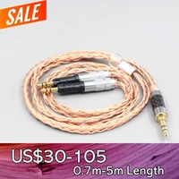 ln007474 6 35mm 4 4mm 2 5mm 16 core 7n occ transparent braided earphone headphone cable for audio technica ath r70x