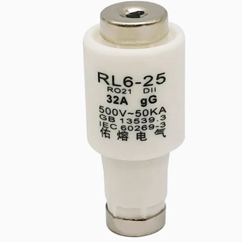 RL6-25 R021 2A 4A 6A 10A 16A 20A 25A 32A Спиральный предохранитель 500 В DII