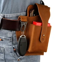 100 cow leather mens fanny pack phone case for iphone 13 pro max 12 11 men cellphone loop holster case belt waist phone bag