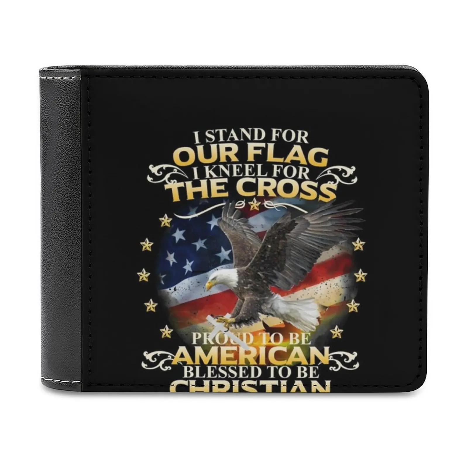

Кошелек с надписью «I Stand For Our Flag», «I Kneel» для Креста, американский христианский мужской кошелек, кожаный кошелек, Роскошный кошелек для карт, ...