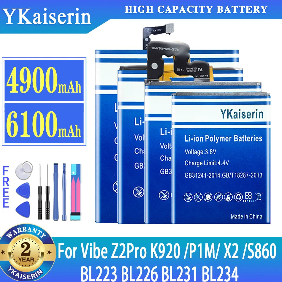 Аккумулятор ykaisin BL223 BL226 BL231 BL234 для Lenovo Vibe Z2Pro K920 P1M P1MA40 P70 P70t X2