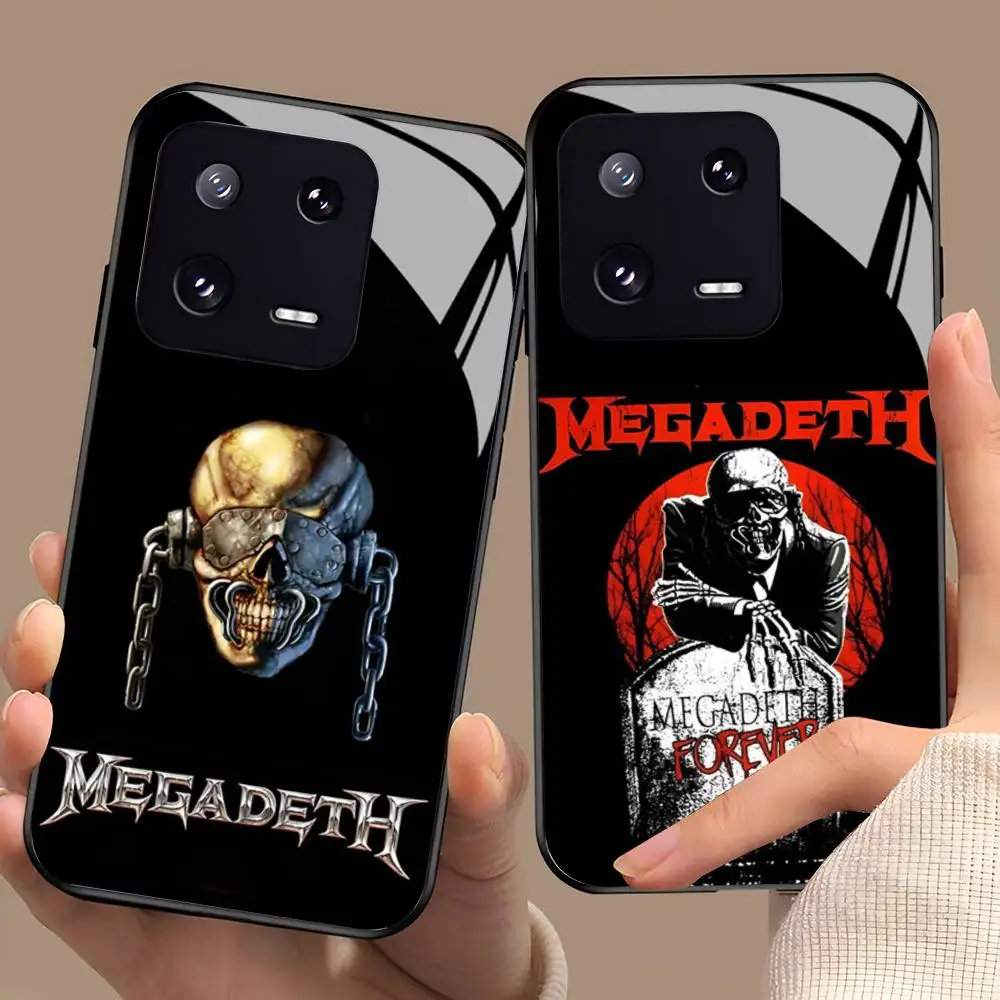 Фото Классический чехол для телефона Heavy Metal Rock Band Megadeths-S для Xiaomi 17 15 14 13 12 Mi 11 X T Ultra Pro Lite 5G, черный стеклянный чехол №1
