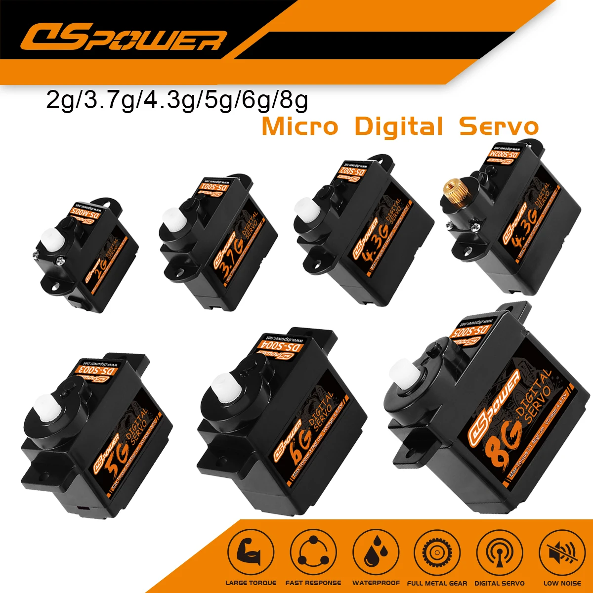 

DSpower 2g 3.7g 4.3g 5g 6g 8g Micro Digital Servo Mini Servos for RC Car F949S K110S Indoor Flight Airplane Helicopter Boat Cars