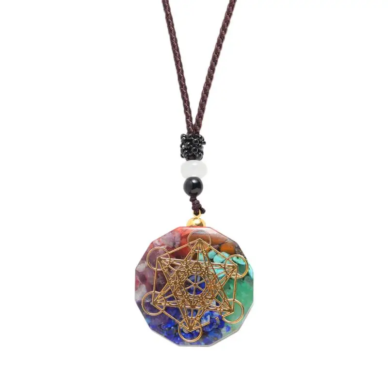

Pendant Necklace Metatron Cube Orgonite Energy Pendant 7 S Reiki Healing EMF Protection Crystal Necklace