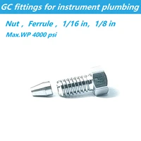 116 inch nut ferrule 18 inch gc hplc fittings for instrument plumbing stainless steel connector for agilent shimadzu