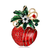 tulx rhinestone red apple brooches for women enamel fruit cloth backpack lapel pins badge party office causal brooch pins gifts