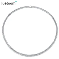 luoteemi fashion men cuba link chain necklaces white gold color luxury cubic zirconia tennis necklace for women jewellery gifts