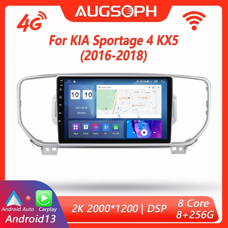 

Автомагнитола на Android 13 для KIA Sportage 4 KX5 2016-2018,9 дюймов, мультимедийный плеер с 4G Car Carplay и 2Din GPS