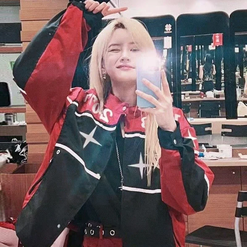 Женская винтажная куртка-бомбер в стиле хип-хоп