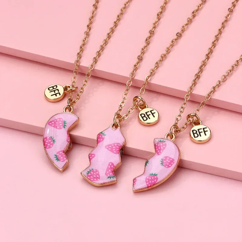 Elviragirl 3 шт./компл. кулон из сплава с клубничным принтом ожерелье лучшего друга для