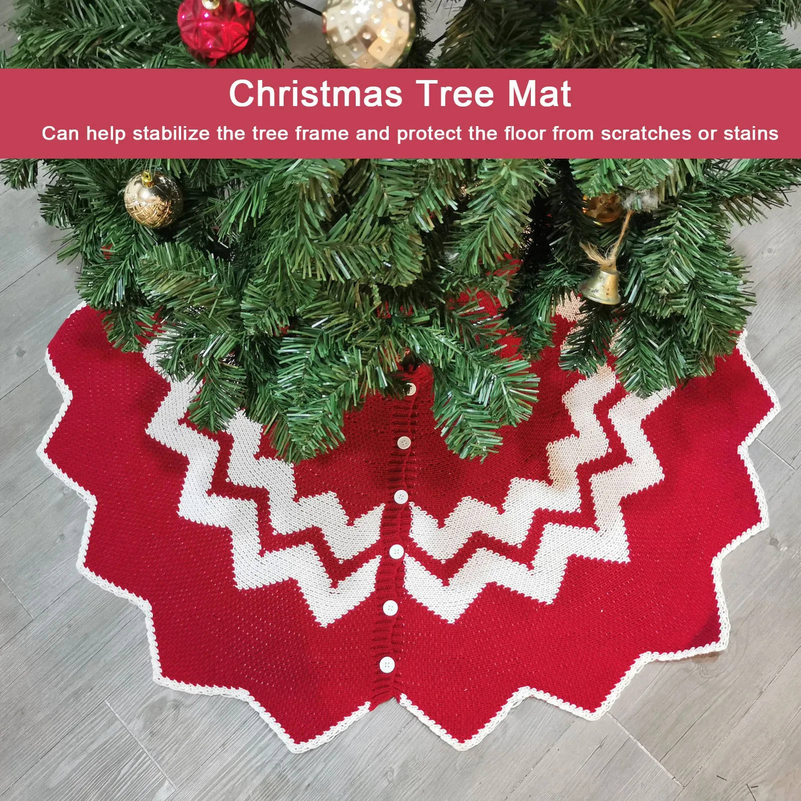 

120cm Christmas Tree Skirt Acrylic Fiber Knitted Fabric Xmas Tree Bottom Decor Mat 2023 Merry Christmas Decorations Noel Apron