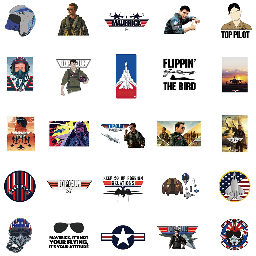 10/50PCS Top Gun Maverick Movie Cartoon Stickers Decals Skateboard Laptop Phone Helmet Car Cool Sticker DIY Waterproof Toys images - 6