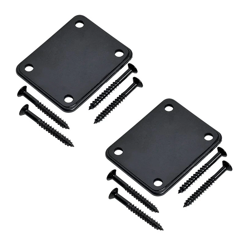 

2 Set Electric Guitar Neck Plate With Screws For Strat Tele Guitar Precision,Jazz Bass Replacement, Black