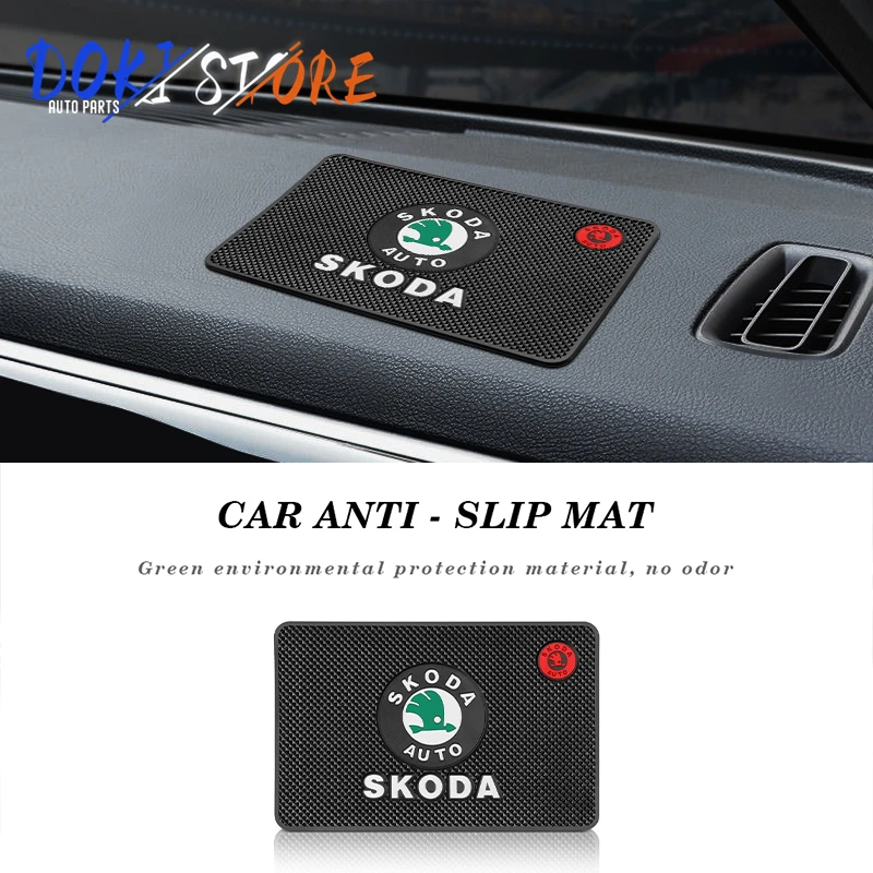 

1pc Auto Logo Anti Slip Pad Phone Holder Non-Slip Mat Car Stlying for Skoda Fabia Octavia 2 3 Superb Rapid Yeti Karoq Vision
