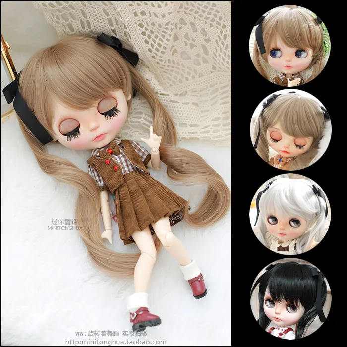 

blyth doll wig suitable for blyth size bjd double ponytail curl wig high temperature wire doll accessories
