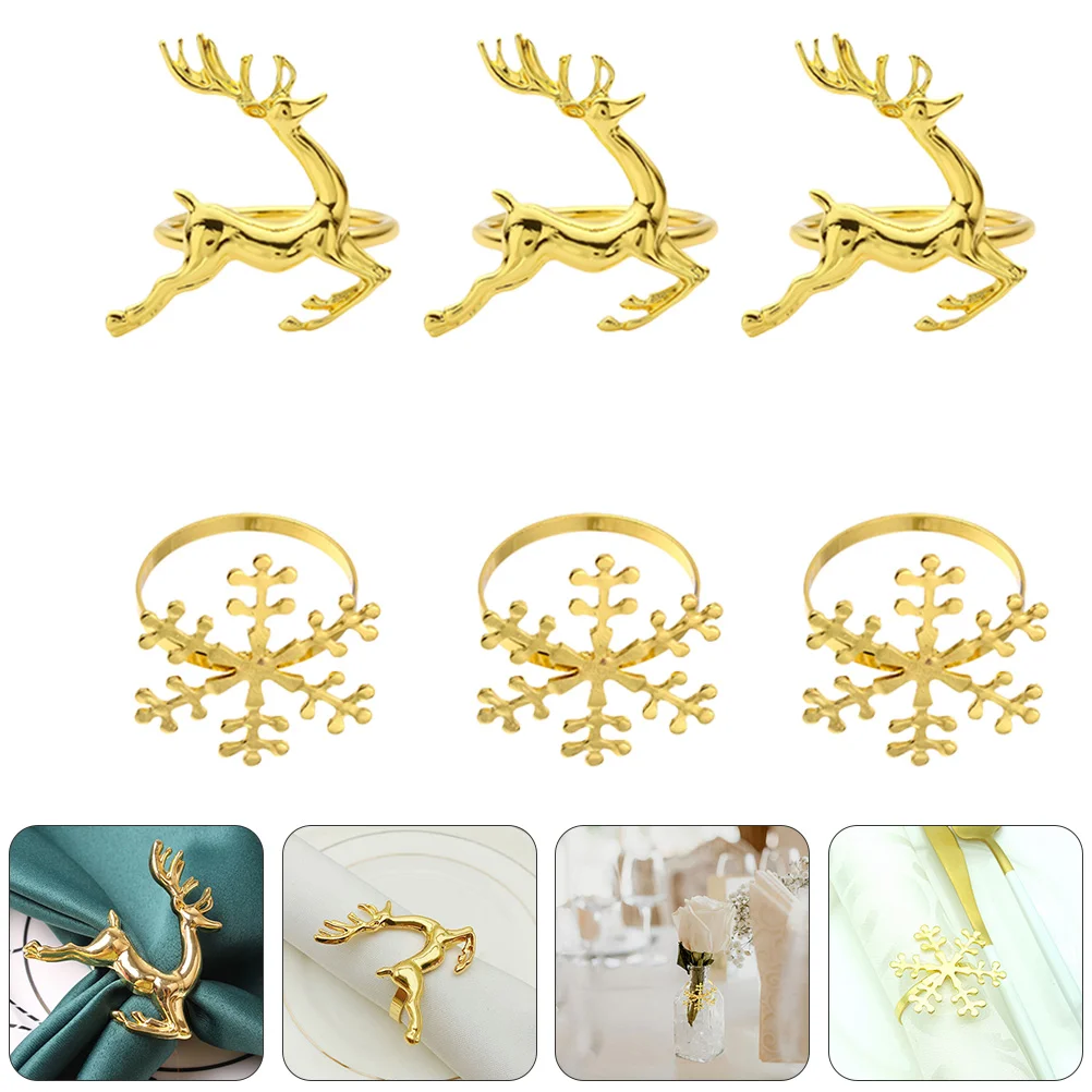 

6 Pcs Beautiful Unique Napkin Decorations Elegant Napkin Clasps (Golden)