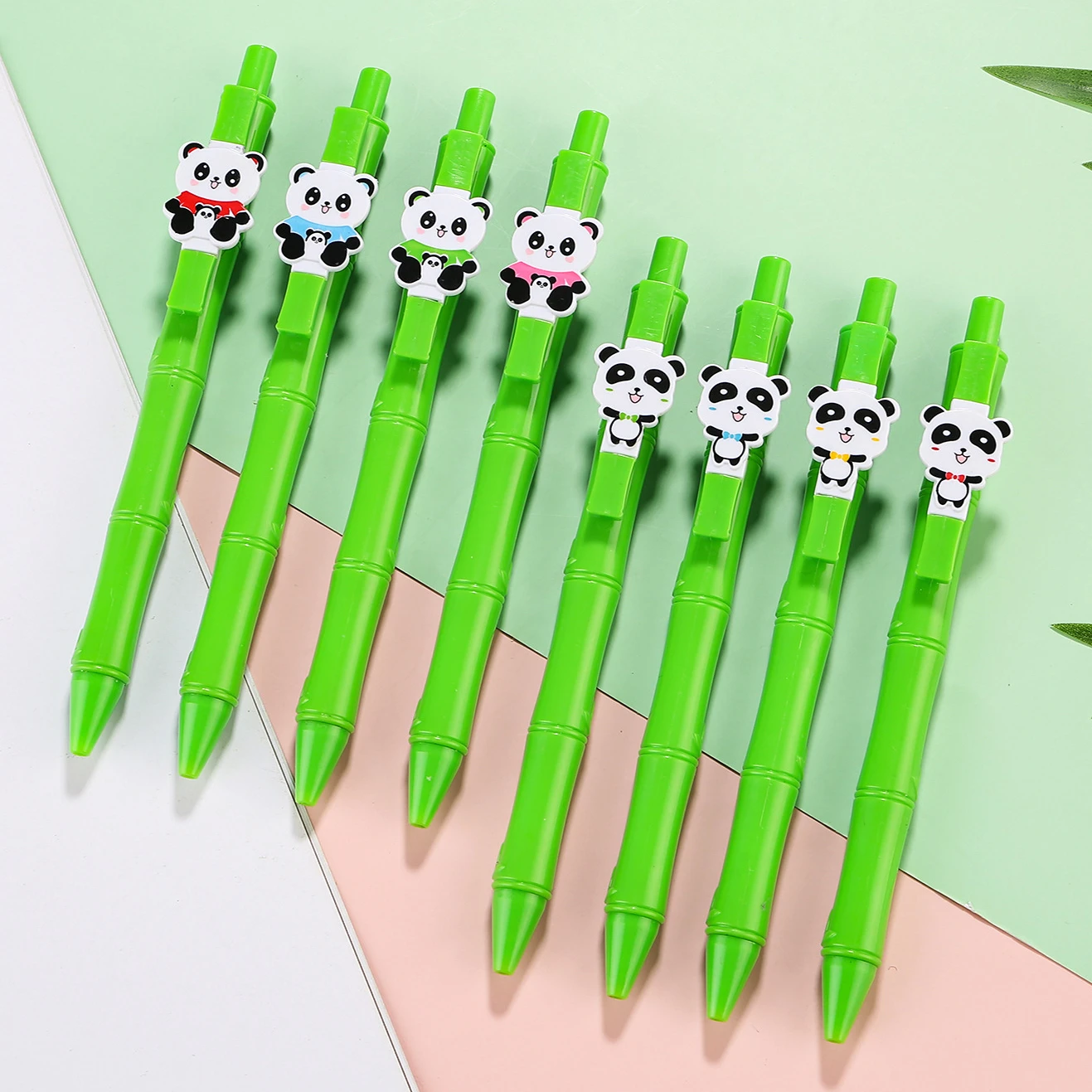 

20 шт. креативная зеленая гелевая ручка Banboo, милая мультяшная панда, выдвижная нейтральная искусственная школа, канцелярские офисные аксессуары