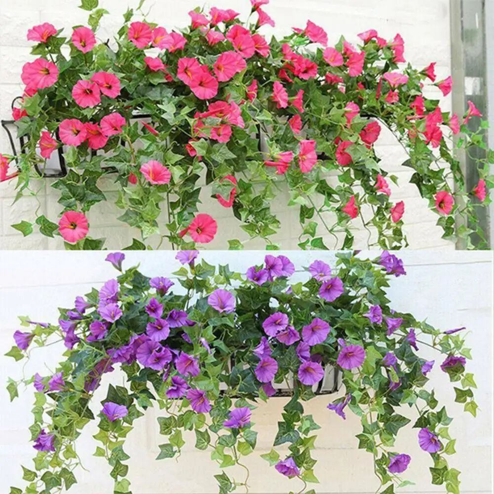 

1 Bunch Simulation Hanging Flower Plastic Rattan Decorative Flower Hanging Wall Artificial Flower