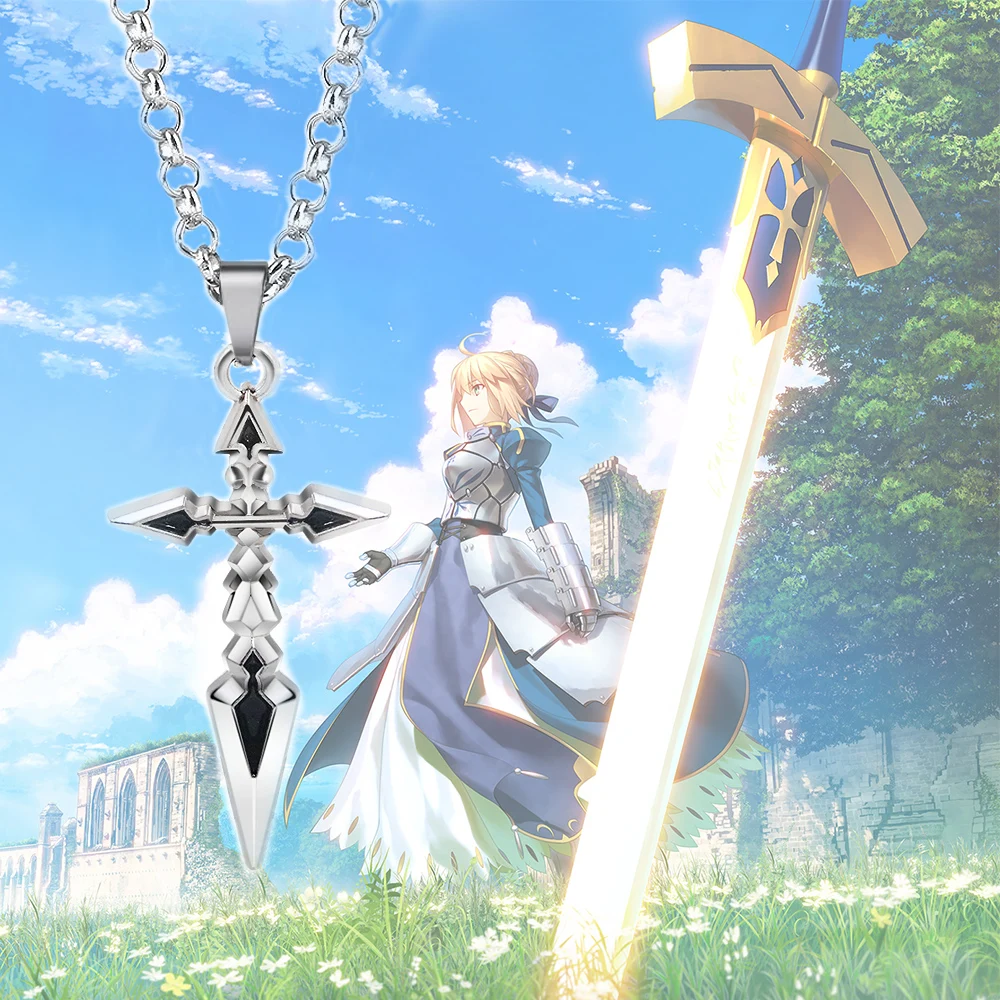 

Anime Fate Stay Night Necklace Cosplay Altria Pendragon King Arthur Cross Pendant Neutral Jewelry Props Decorative Gift Accesso