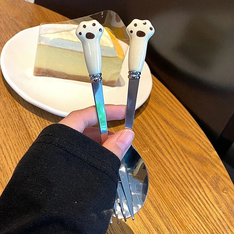 

Детские столовые приборы с мультяшными животными из нержавеющей стали