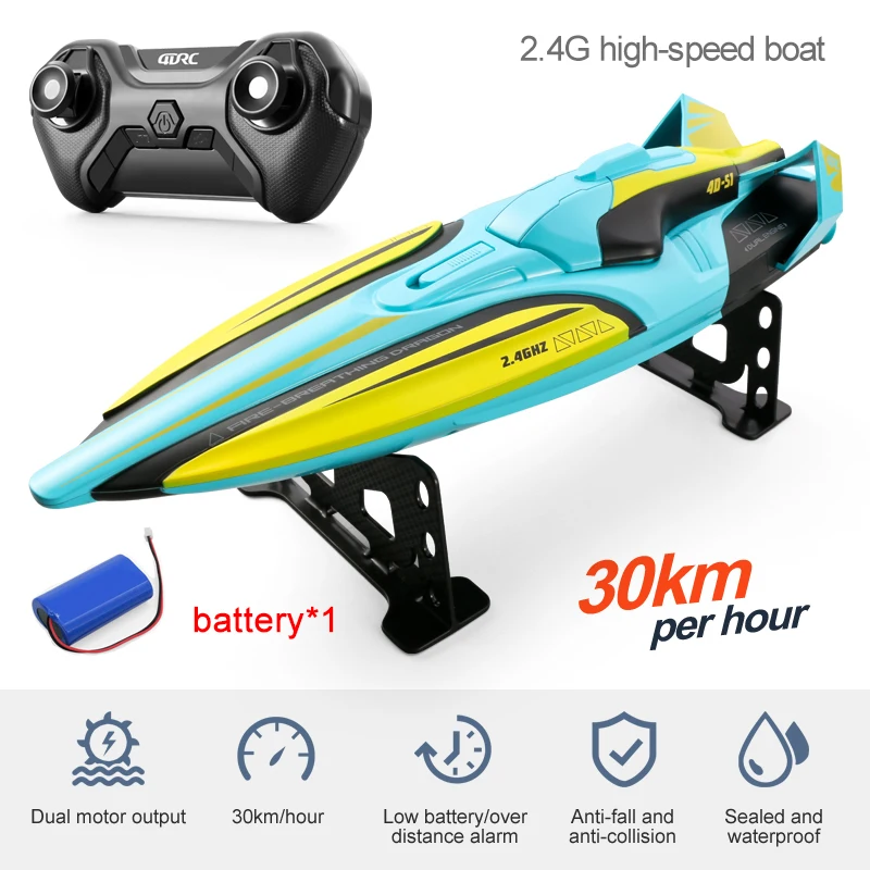 

30km/h High Speed RC Boat Toy Racing Ship Electric 2.4G Radio Remote Control Speedboat Waterproof Toys for Children Boys Gifts