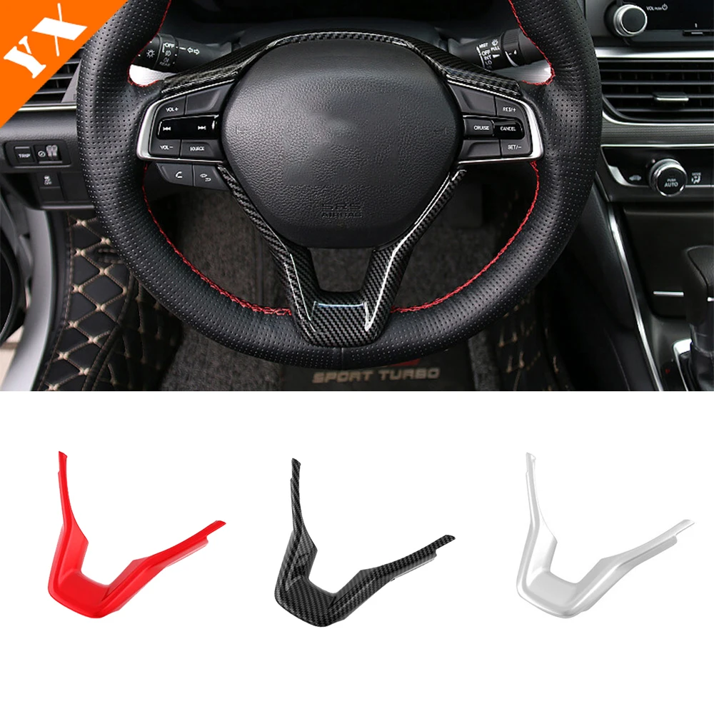 

2022 2023 For Honda City Accessories Trim Car Steering Wheel Decoration Sticker Cover Abs Plastic Matte Carbon Red Garnish2022 2