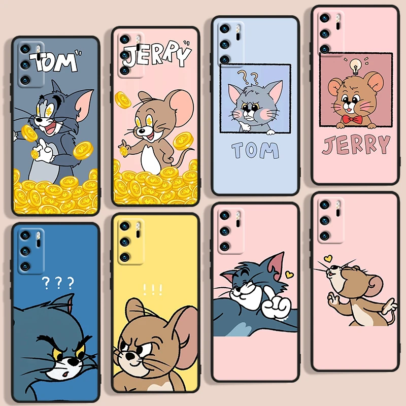 

Funny Tom Jerry Cat Mouse Phone Case For Huawei P Smart 2018 Plus 2019 Z 2020 S 2021 Pro Nova 2i 3 3i 5 5T 7 7i 8 8i 9 9SE Black