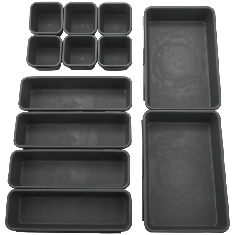 

12 Pack Desk Drawer Organizer Tray Dividers Plastic Storage Bins Container For Kitchen Bathroom Office Bedroom Makeup
