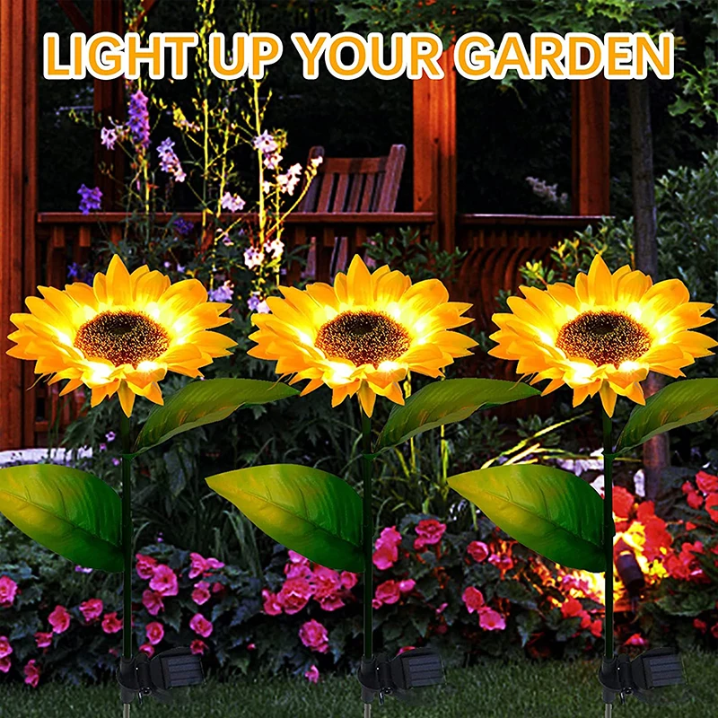 

Подсолнухи на солнечной батарее светильник, IP65 водонепроницаемые наружные садовые светильники для газона, дорожек, внутреннего двора, свад...