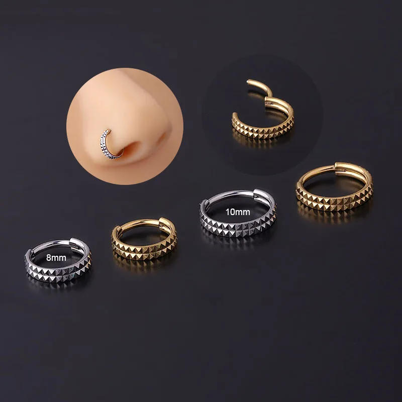 

Design 16g Stainless Steel Hinged Segment Clicker Nose Piercing Piercing Jewelry Double Rows Cz Hoop Nose Ring Nose Earring