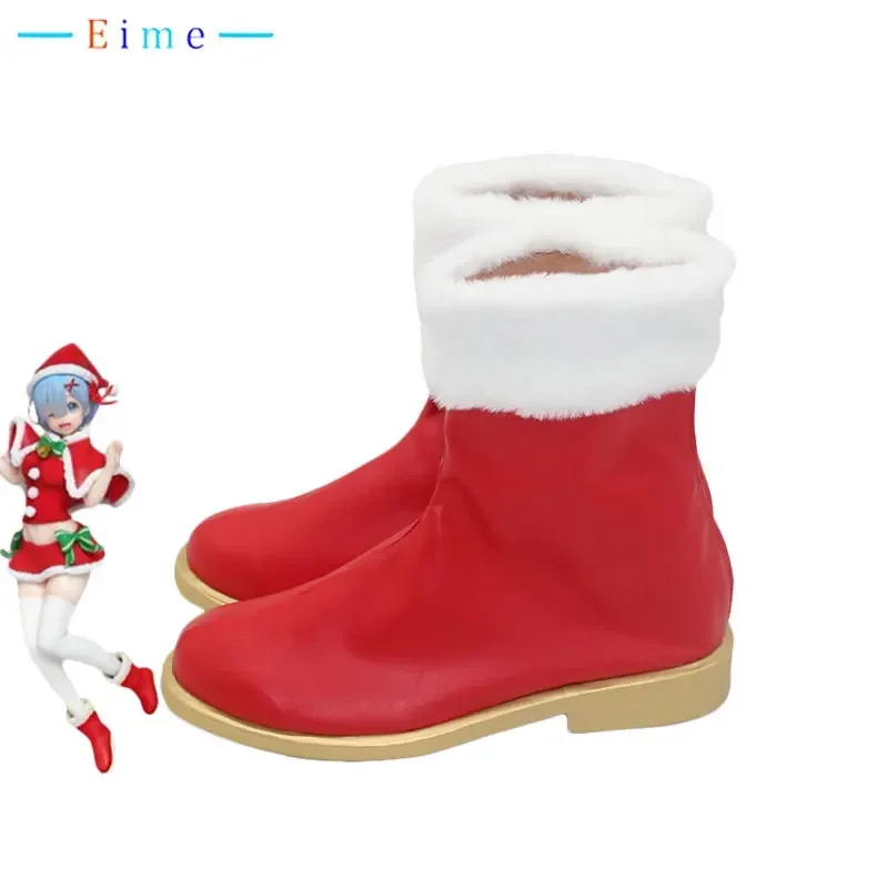 Рождественская обувь Rem для косплея Хэллоуин искусственная кожа Аниме Реквизит