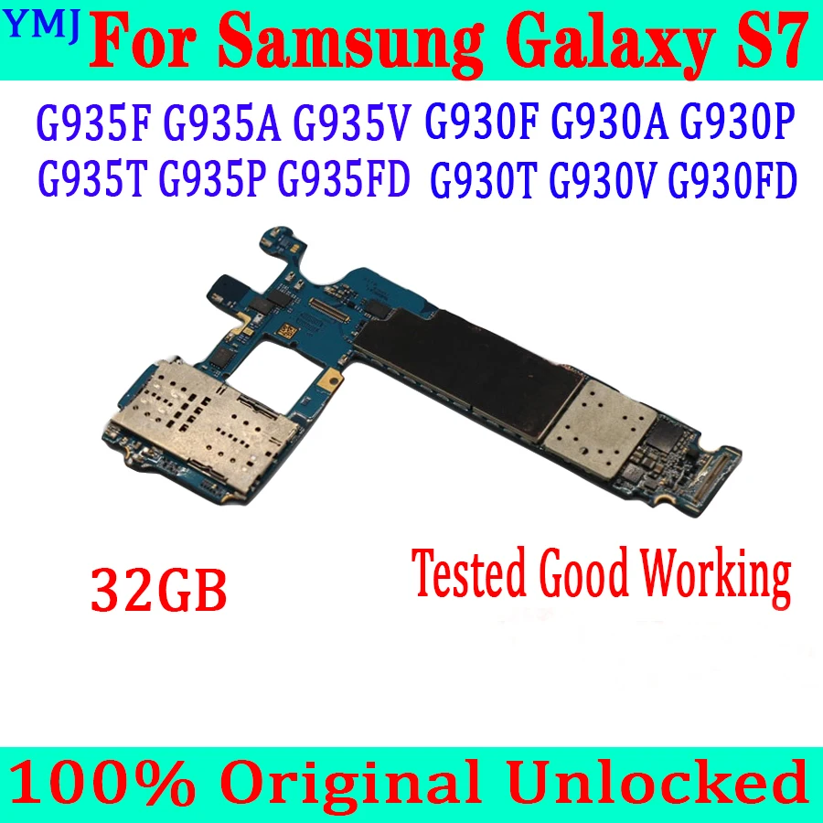 Материнская плата для Samsung Galaxy S7 edge G930F G930FD G935F G935FD G930V /T/A/U/P, 100% оригинальная материнская плата, 32 ГБ