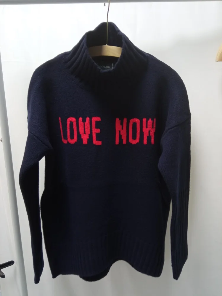 

Women Sweater 2020 Autumn/ Winter New Letter High Neck Loose Knitted Sweater Women Fashion Pullover