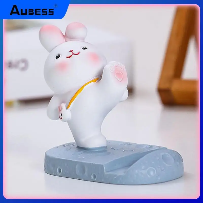 

Within 12 Inches Lazy Person Holder Portable Universal White Rabbit Phone Stand Creative Lightweight Office Accessories Resin