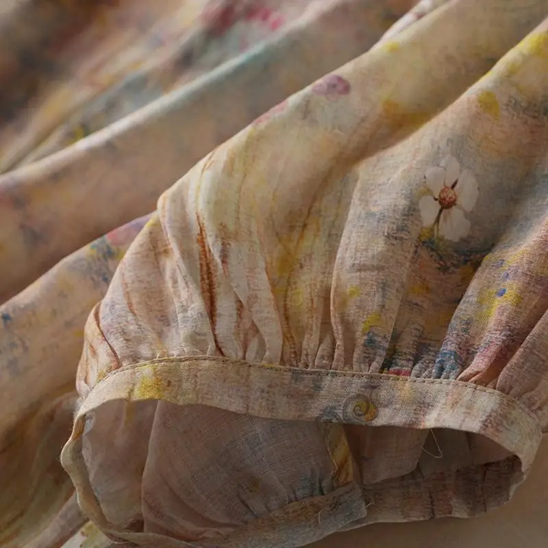 Женская футболка в этническом стиле свободная универсальная плиссированная с