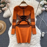thick warm knitted sweater dresses women 2022 autumn winter embroidery long sleeve dress mini ladies casual dress white black