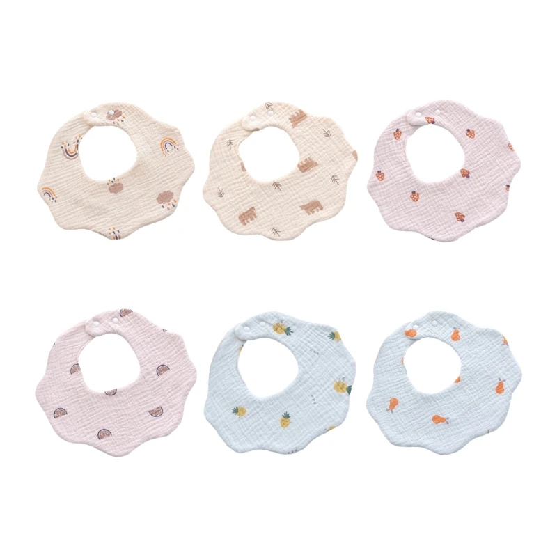 

Infant Teething Bib Flower Edge Baby Burp Cloths for 0-24M Toddler Gauze-Cotton Saliva Towel Drooling Bibs for Newborns