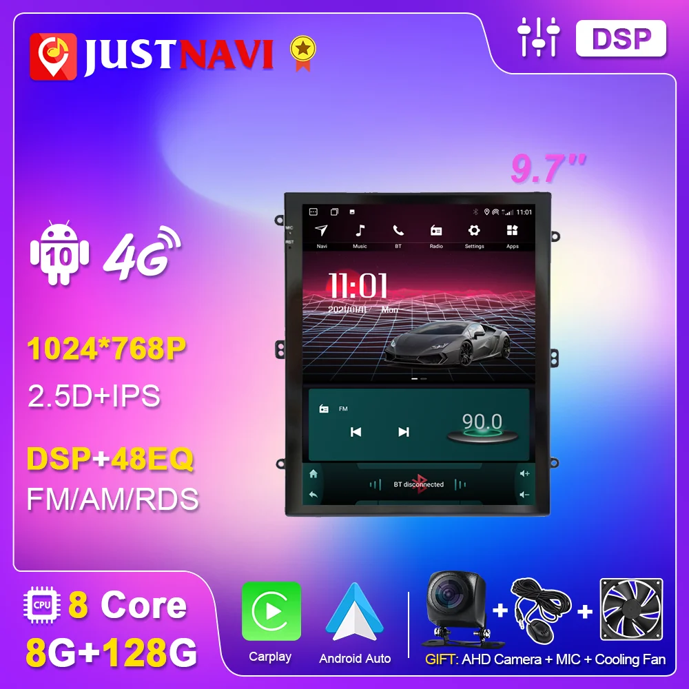 

JUSTNAVI Car Radio 9.7 inch Tesla Style Stereo Auto IPS DSP Player Navigation Carplay For Toyota Volkswagen Hnoda Hyundai Kia