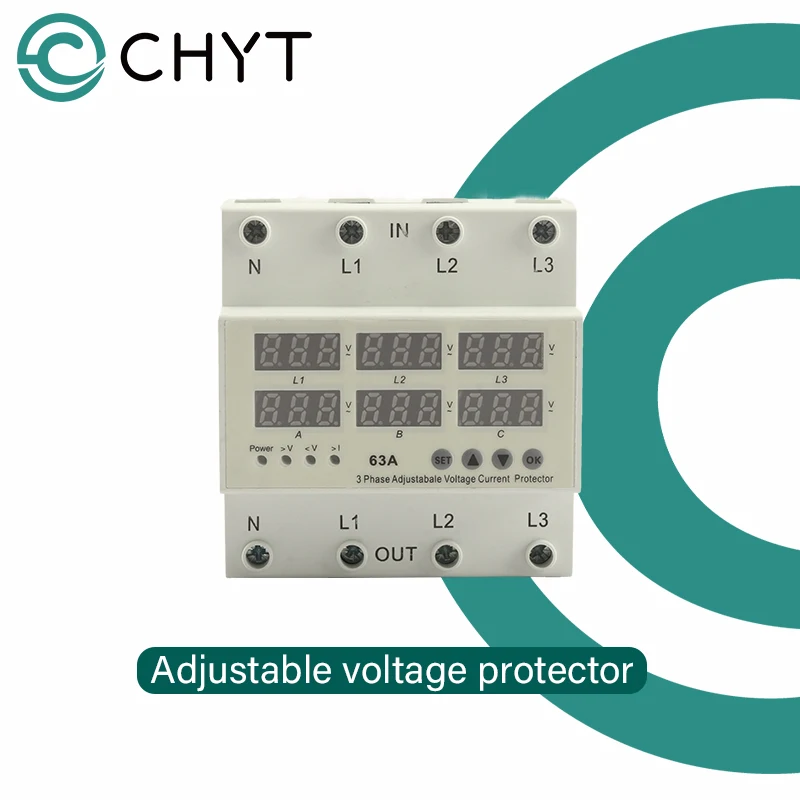 

3 фазы регулируемый 63 а Автоматический Сброс переключатель задержки перенапряжения и пониженного напряжения Защита от перегрузки по току