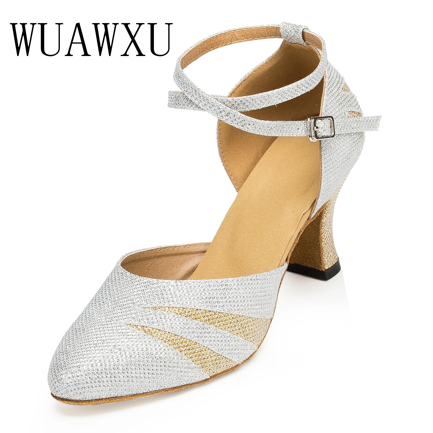 NATASHA Friendship Latin Dance Shoes Adult Dance Shoes Medium High Heel Performance Gold Lady Modern Dance Shoes Square Dance Da