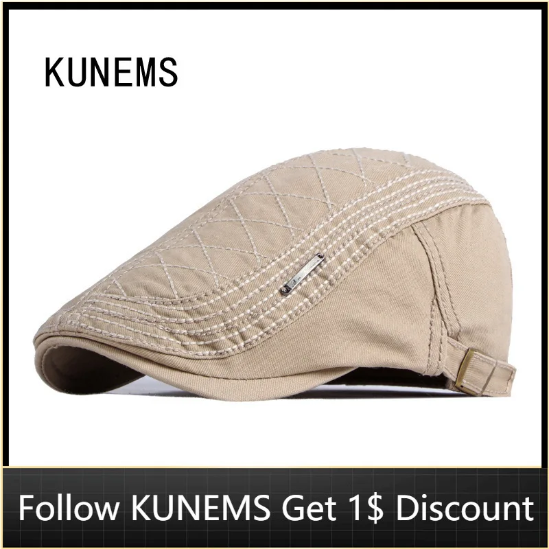 

KUNEMS модные хлопковые береты Boina весенние и осенние Ретро головные уборы газетчика для мужчин повседневная однотонная плоская шапка головны...