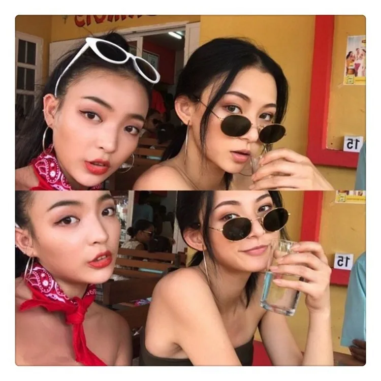 

Солнцезащитные очки в стиле ретро для мужчин и женщин, винтажные овальные солнечные аксессуары в круглой металлической оправе