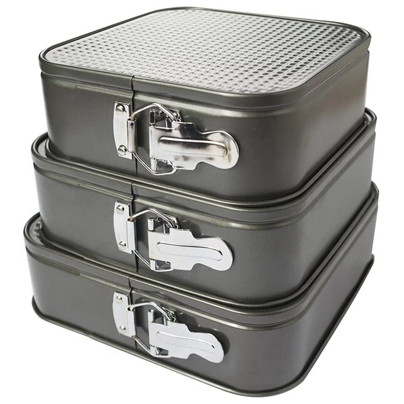 

Square Springform Dessert Pan Nonstick Leakproof Cake Pan Bakeware Cheesecake Pan, Baking Cheesecake Pans Set 3 Pcs/Set